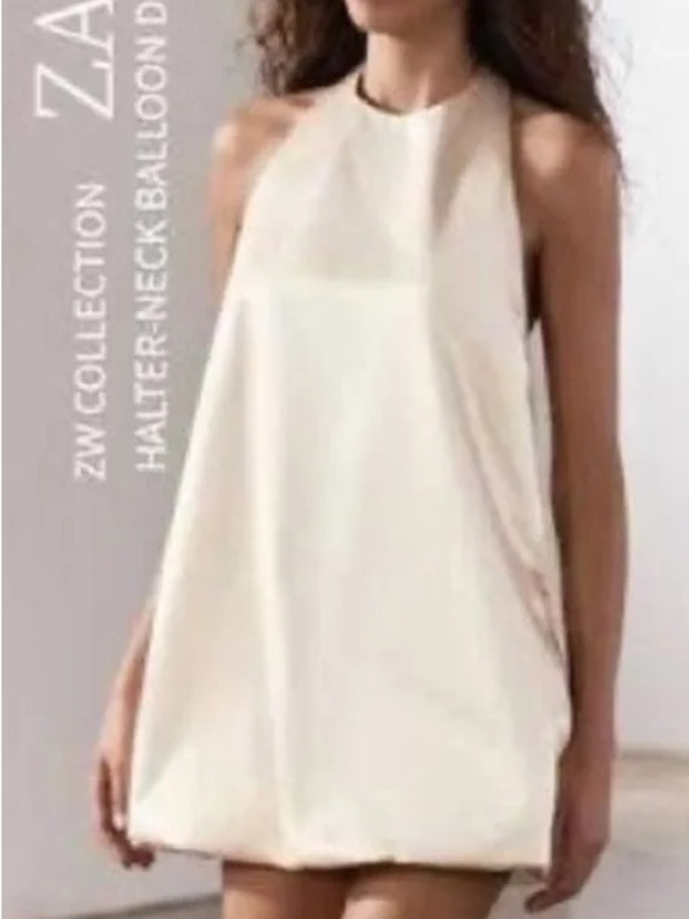 Zara Halter Bubble Mini Dress - Cream XS
